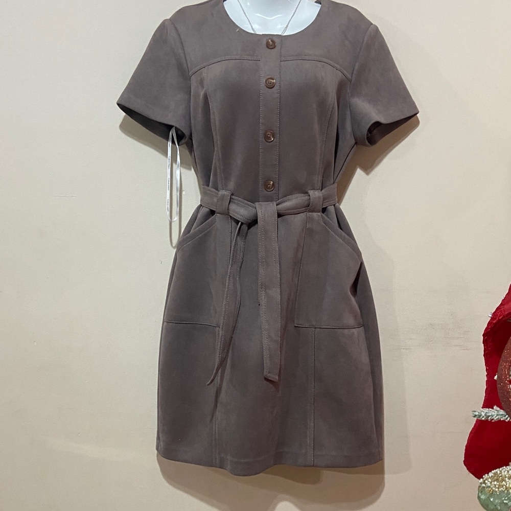 Calvin Klein Taupe Mini Dress with Belt